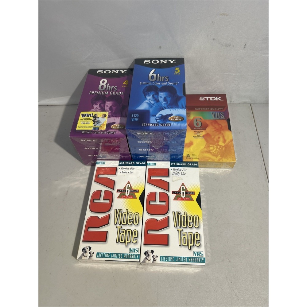 12 New & Sealed Sony TDX RCA VHS Tapes T-120 - T160